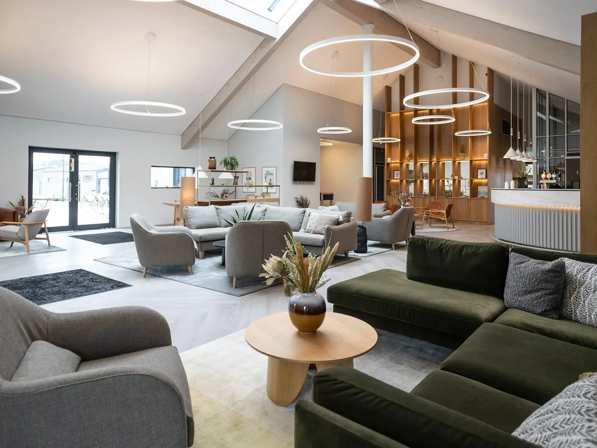 Comfortable hotel lounge interior with soft seating and contemporary style.