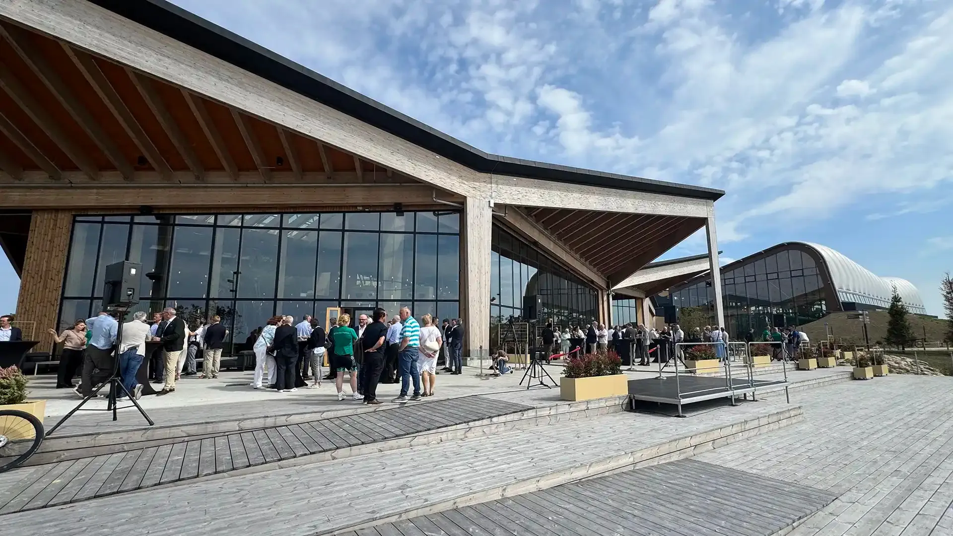 Exterior view of the main building at Center Parcs Nordborg Resort during the grand opening reception 2025.