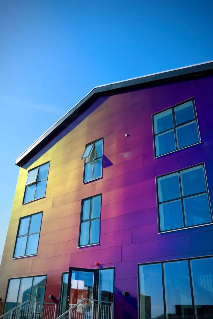 Colour changing facade cladding at Hotel Aurora Greenland