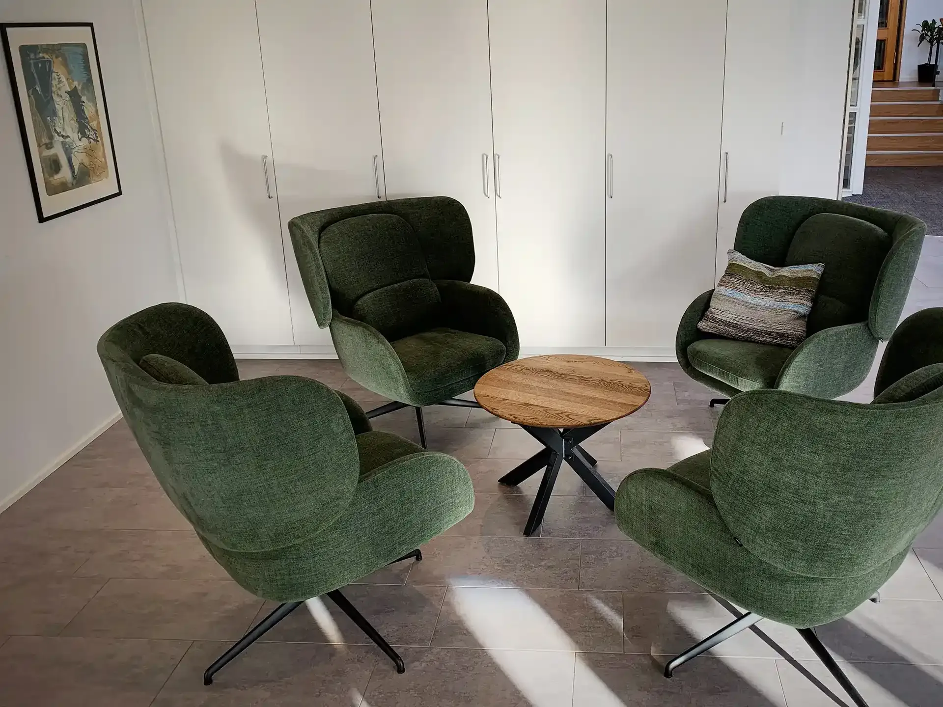 Lounge seating area in golf club interior